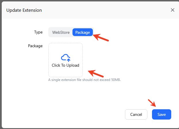How to upload custom extensions