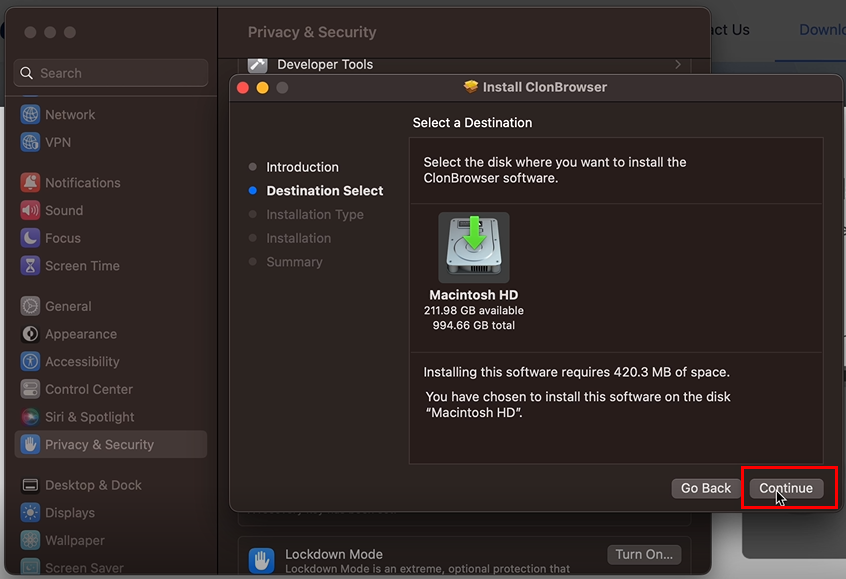 How to install ClonBrowser on Mac
