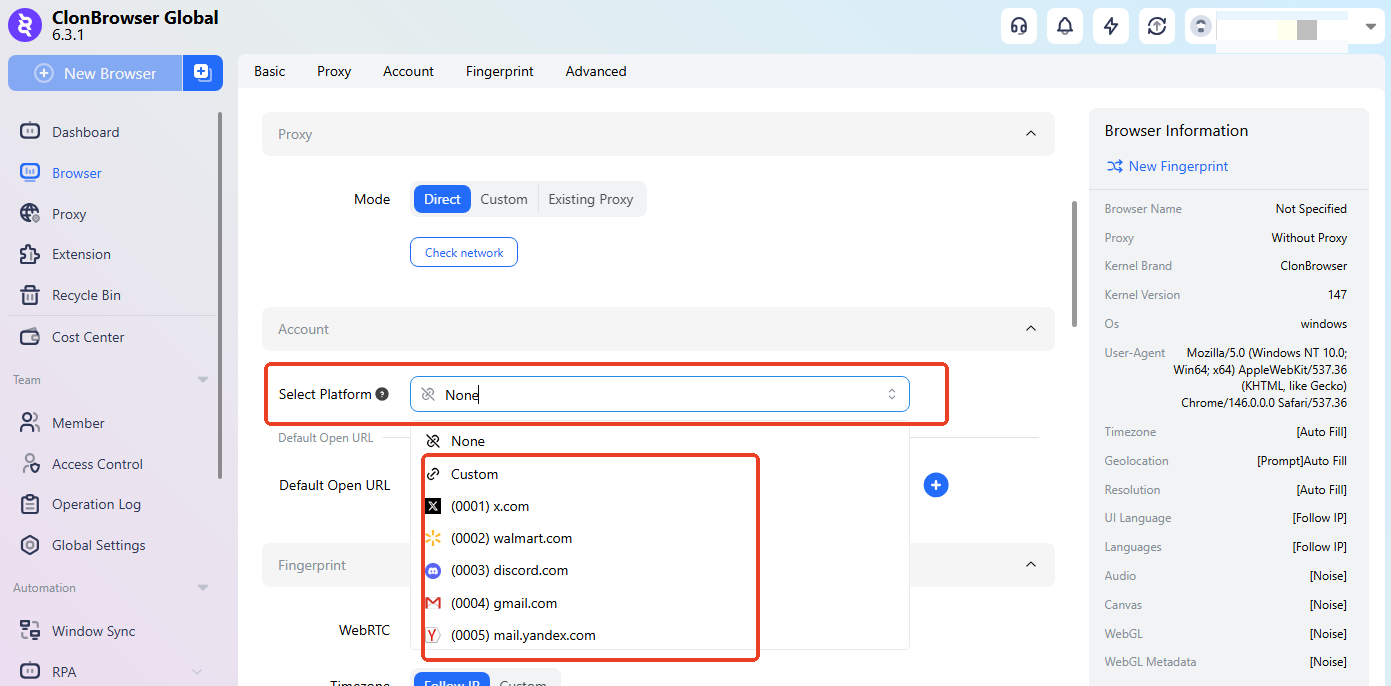 New browser screenshot