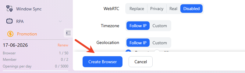 New browser screenshot