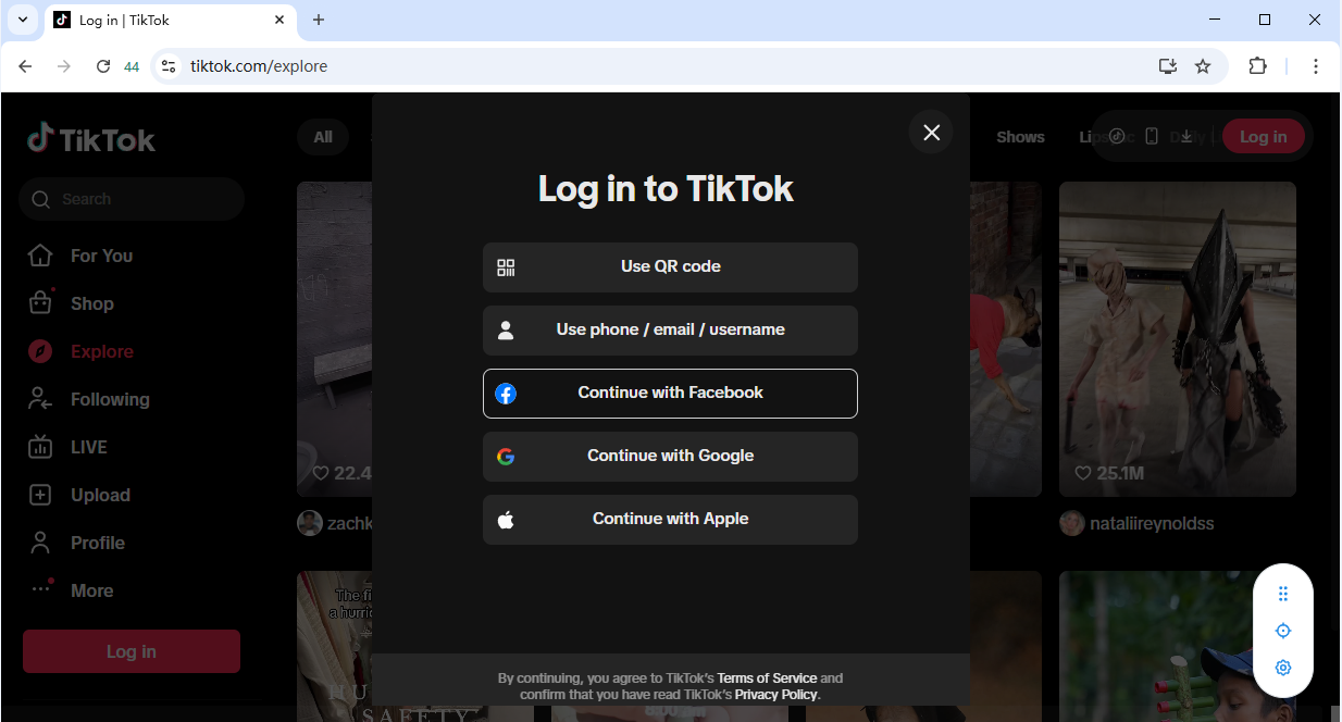 New browser screenshot