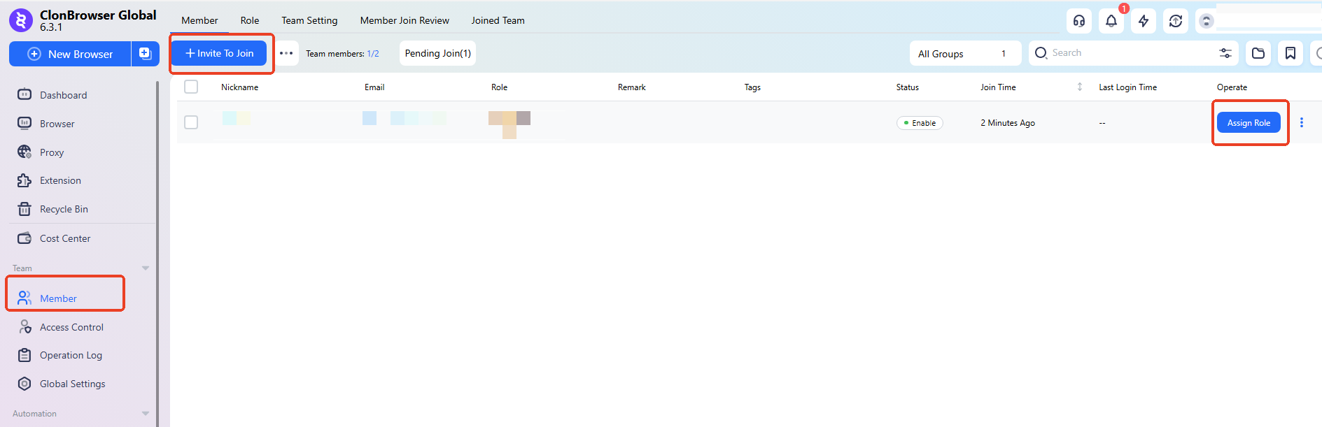 Team permission management