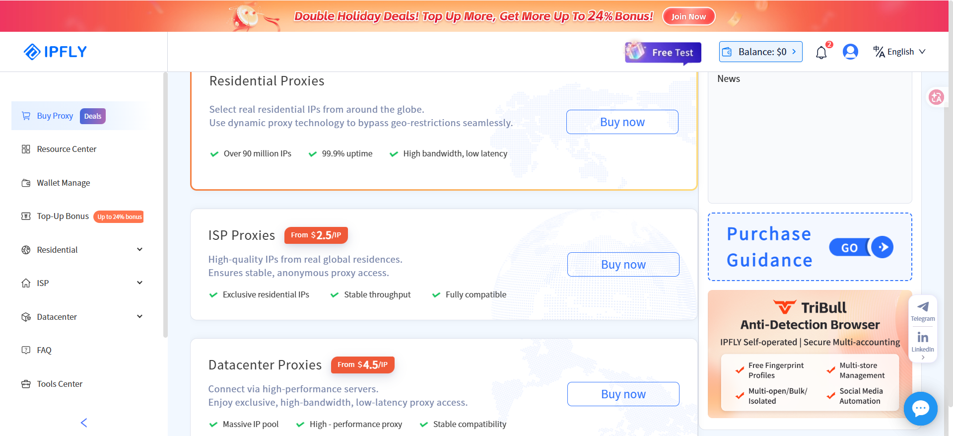 IPFLY residential and ISP proxy products