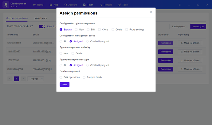 permission assignment page