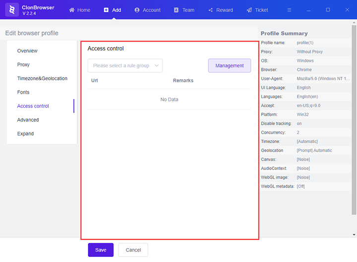 access control page