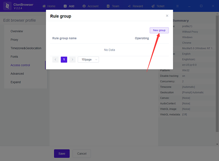 Click the New group button
