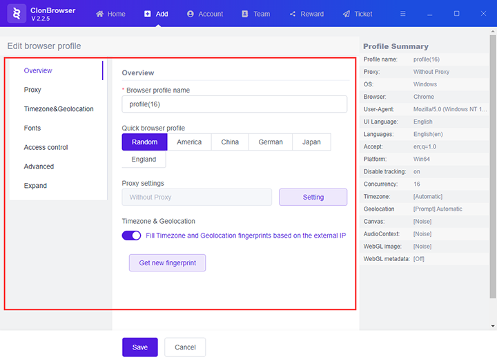 edit page of the configuration