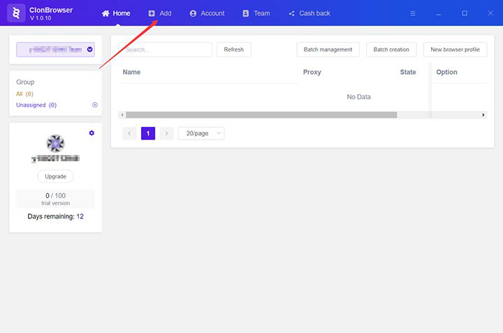 click the add menu