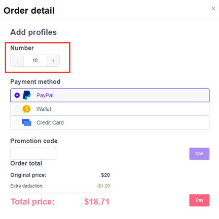 Select the number of configurations