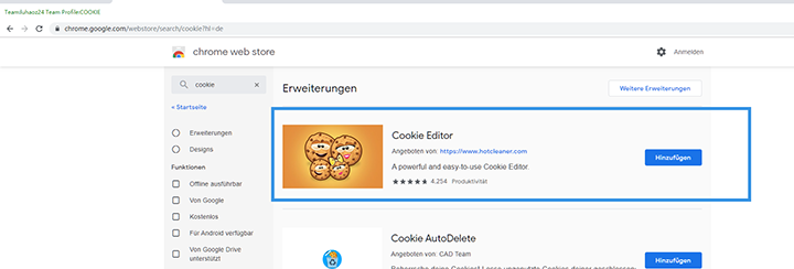 Install Cookie Edit for CloneBrowser