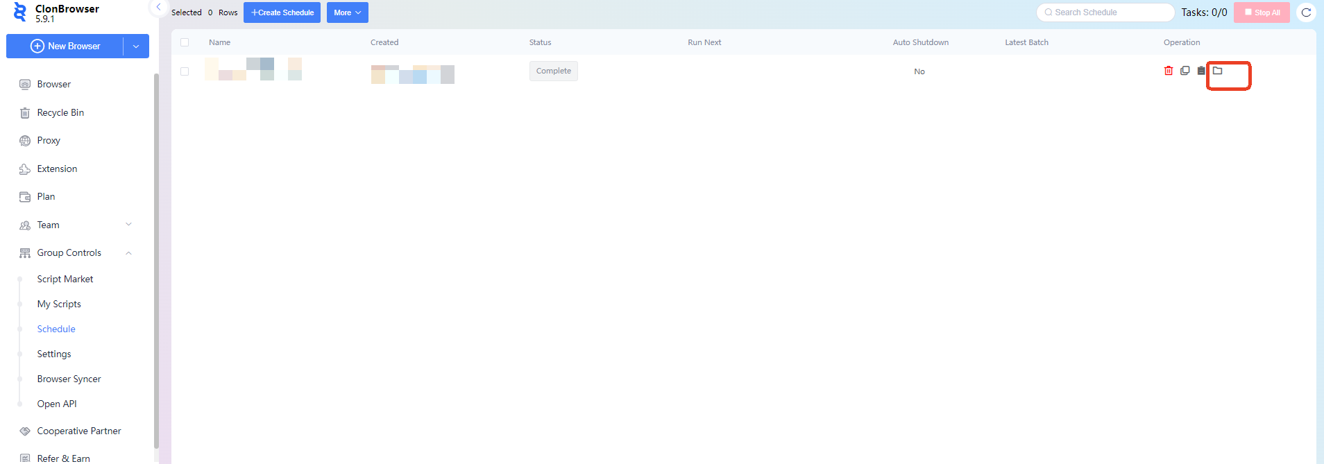 schedule screenshot